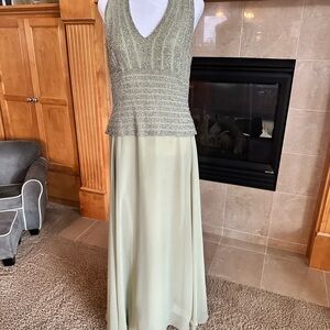 J Kara Elegant Green Beaded Bodice Gown